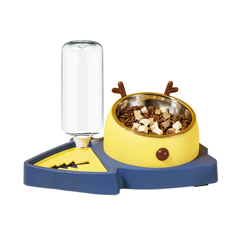 

Smart Dog Cat Double Bowl Healthy Funny Plastic Stainless Steel Pet Feeder