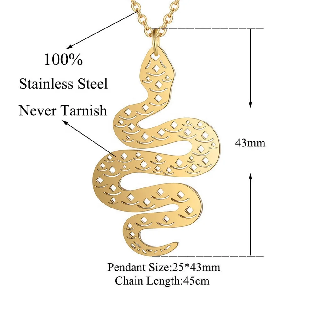 

Plain Stainless Steel Jewelry Animal Snake Charms Pendant Necklace Animal Theme Pendant Necklace