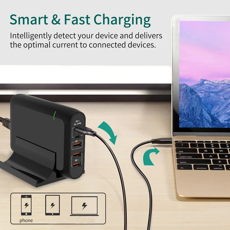 Best Selling 100w 110w 120w PD 3.0 QC3.0 Desktop Portable Fast Charging Adapter Multiport Laptop Charger 100w Usb-c Adapter