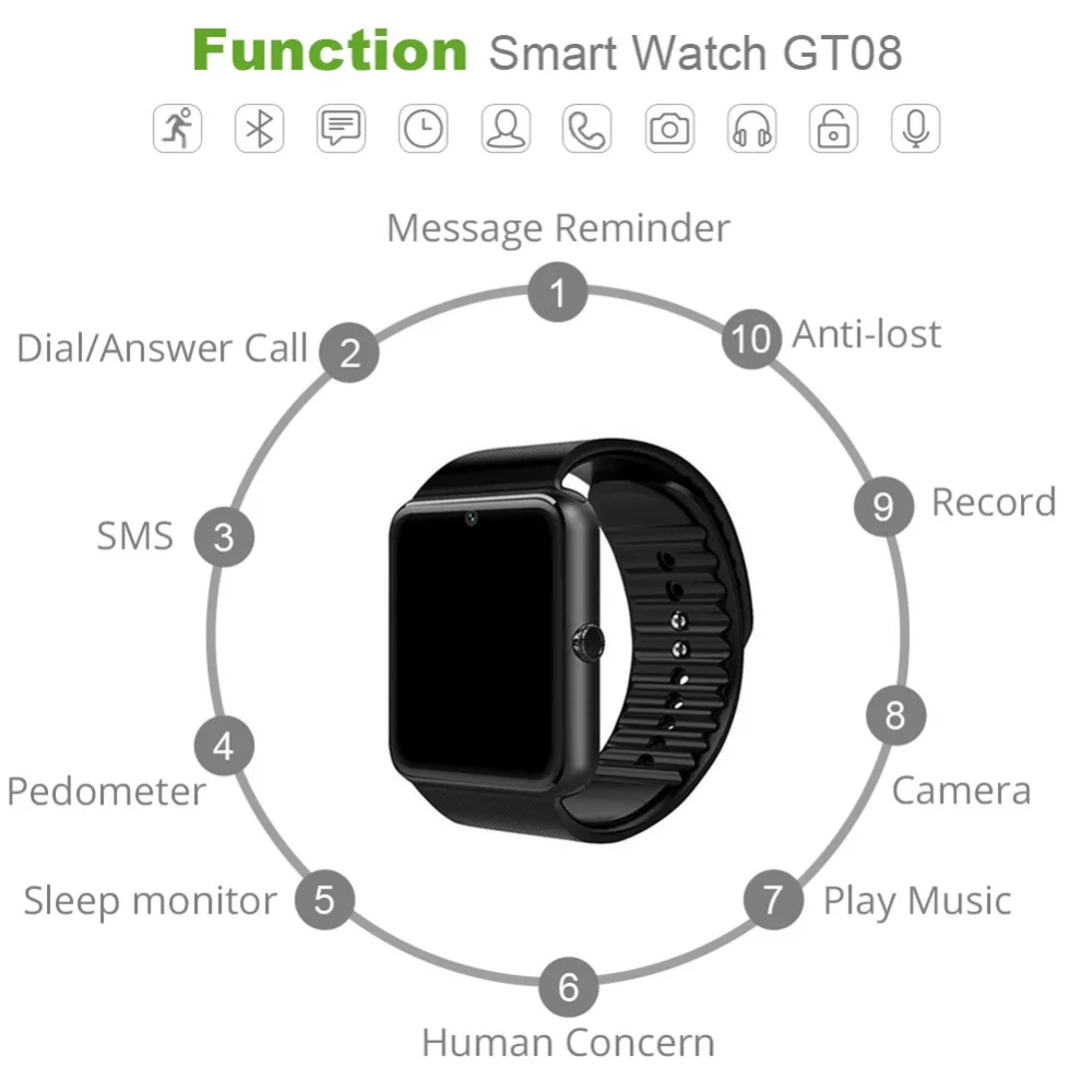 gt08 smart watch sim card