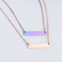 

35*6mm DIY Engrave Logo 16/18/20inch Chain Geometric Jewelry Custom Stainless Steel Bar Pendant Necklace