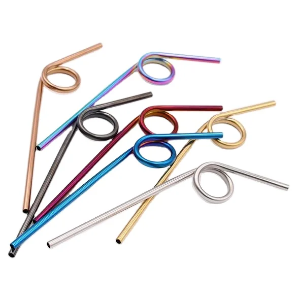

Wholesale promotion gifts reusable bend long hot sale gold drinking straw for stirring coffee juice Stainless steel straws, Colored