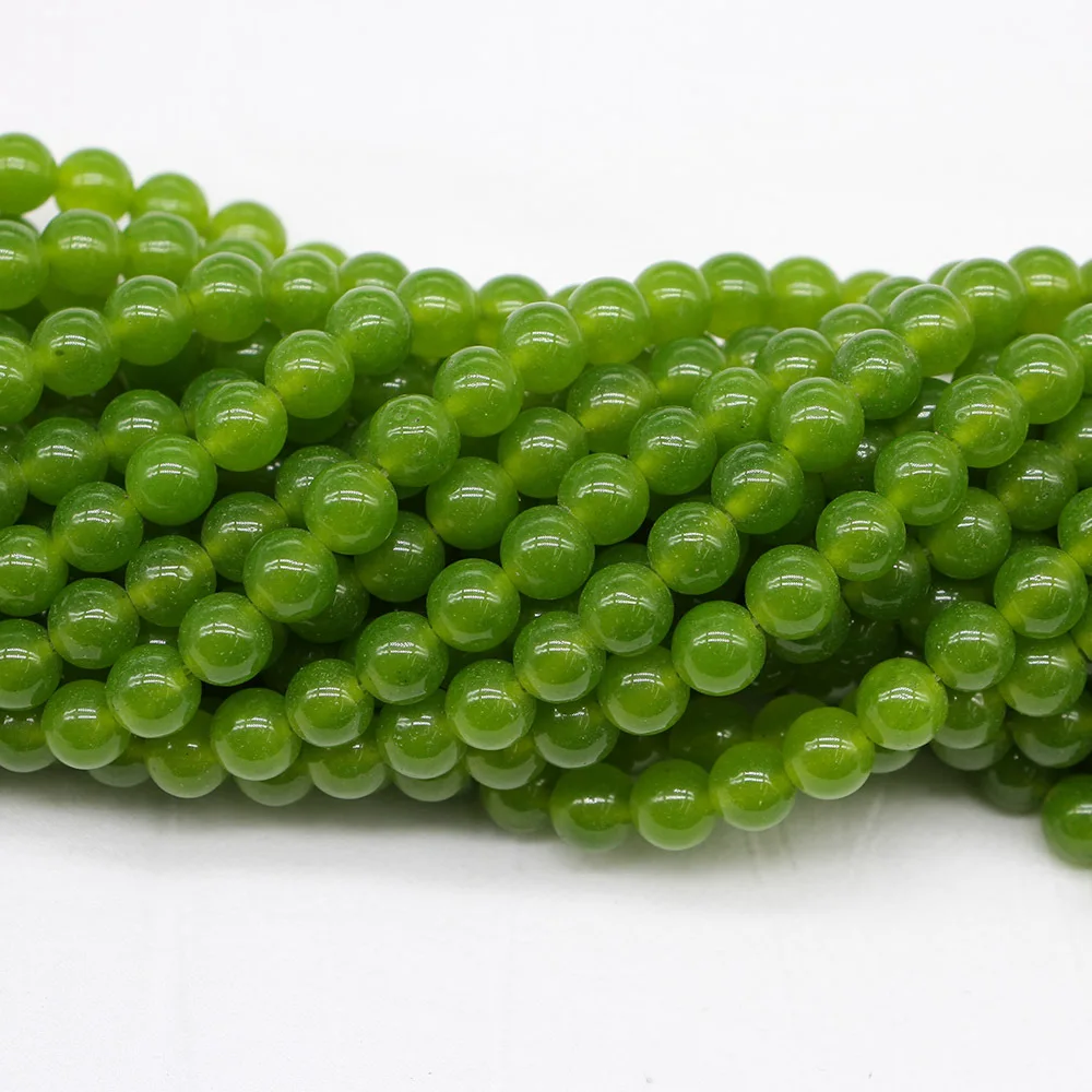 

Wholesale Natural Stone Chalcedony Agate Round Loose Gemstone Strand Green Agate Stone Beads for Jewelry Making Accessories
