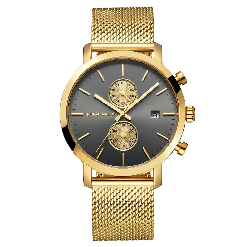 

2020 oem stainless steel waterproof design own brand wrist business analog quartz gold watch with package
