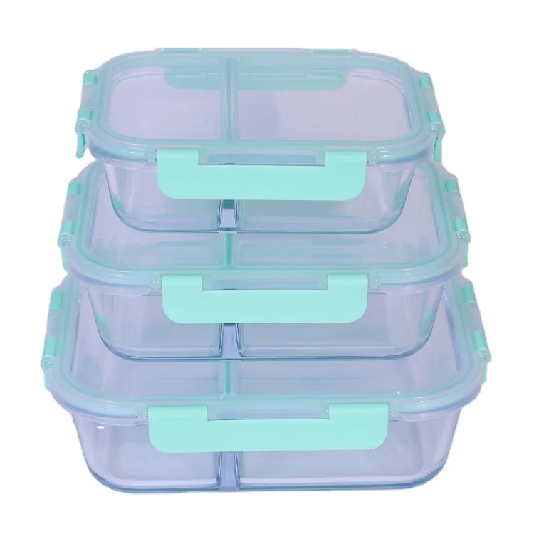 

Rectangular Borosilicate Glass Oven Safe Food kids lunch bento box with Lid 100% Airtight, Any color is available