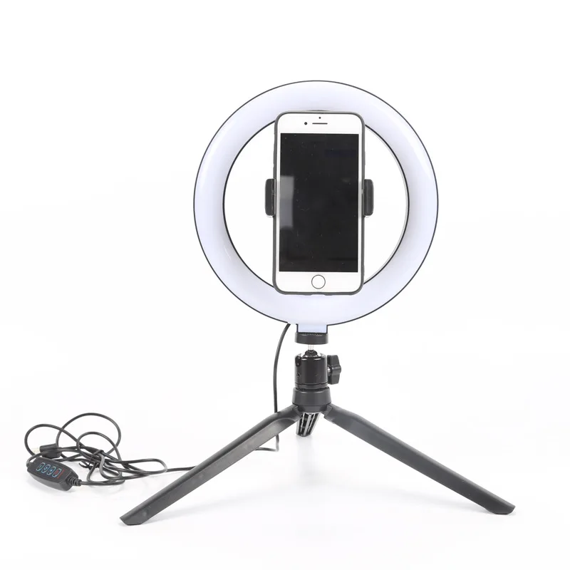 

ring fill light with stand and phone holder 6"video light ring supplement lamp