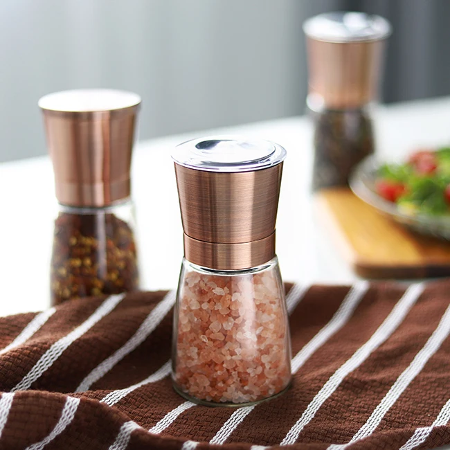 

Home kitchen high quality manual metal copper rose gold stainless steel herb spice salt and pepper mill grinder, Customized