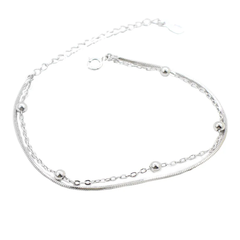 

New Fashion Simple Personality Sweet Jewelry Beautiful 925 Silver Double Bracelet women, Picture shows