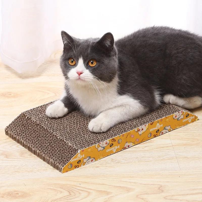 

Cardboard Cat Scratcher Multi Shape Grinded Paw Pet Toy With Catnip Pet Cat Scratch Board Pet Cat Toy, Earth brown