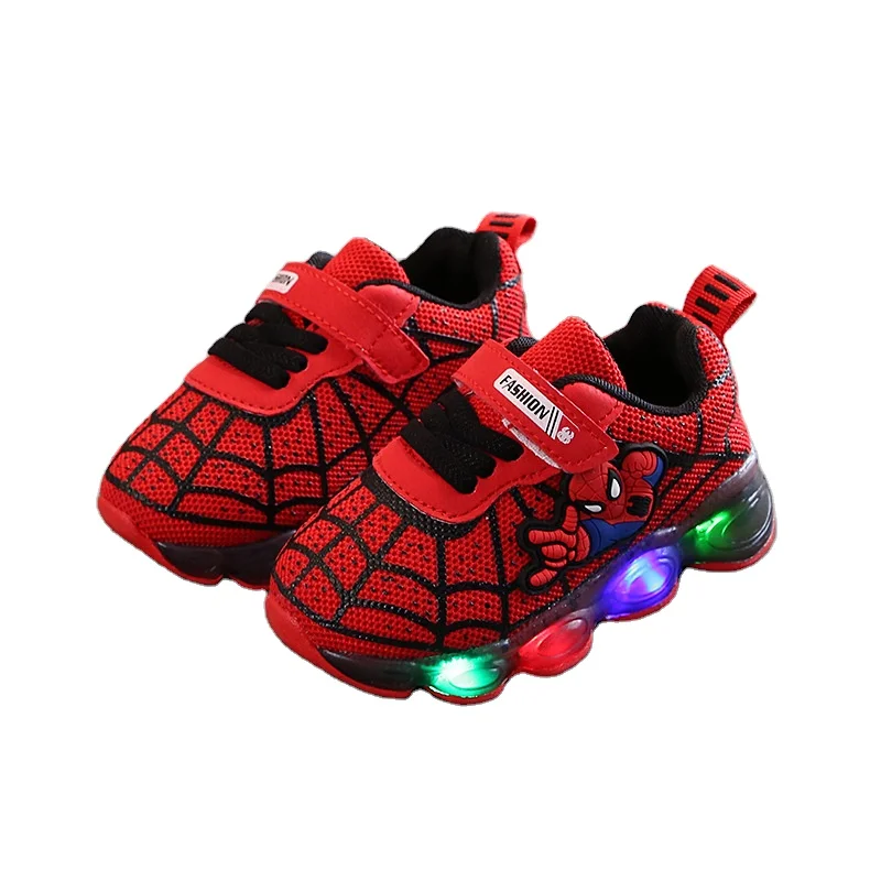 

Autumn Children'S Casual Sports Shoes Latest Design Boys Shoes Spiderman Led Shoes Kids Lighting Sneakers, Multi-color