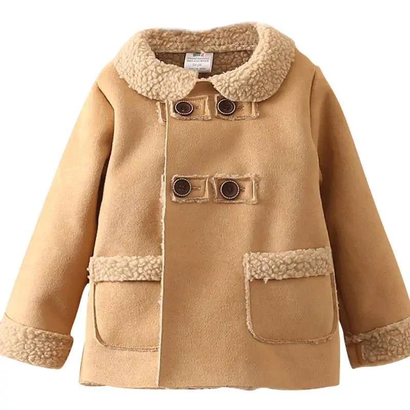

Faux Fur Long Sleeves Cartoon Covered Button Coats Girl Coat Autumn And Winter, As picture