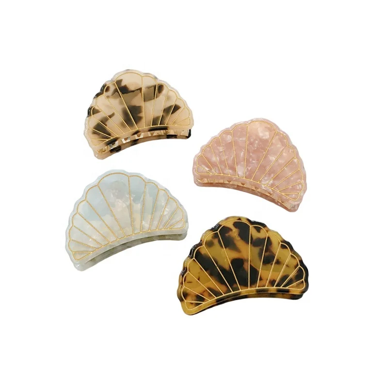 

French style new arrival acetate hair claw shell hairgrips animal print pearlized hairgrips