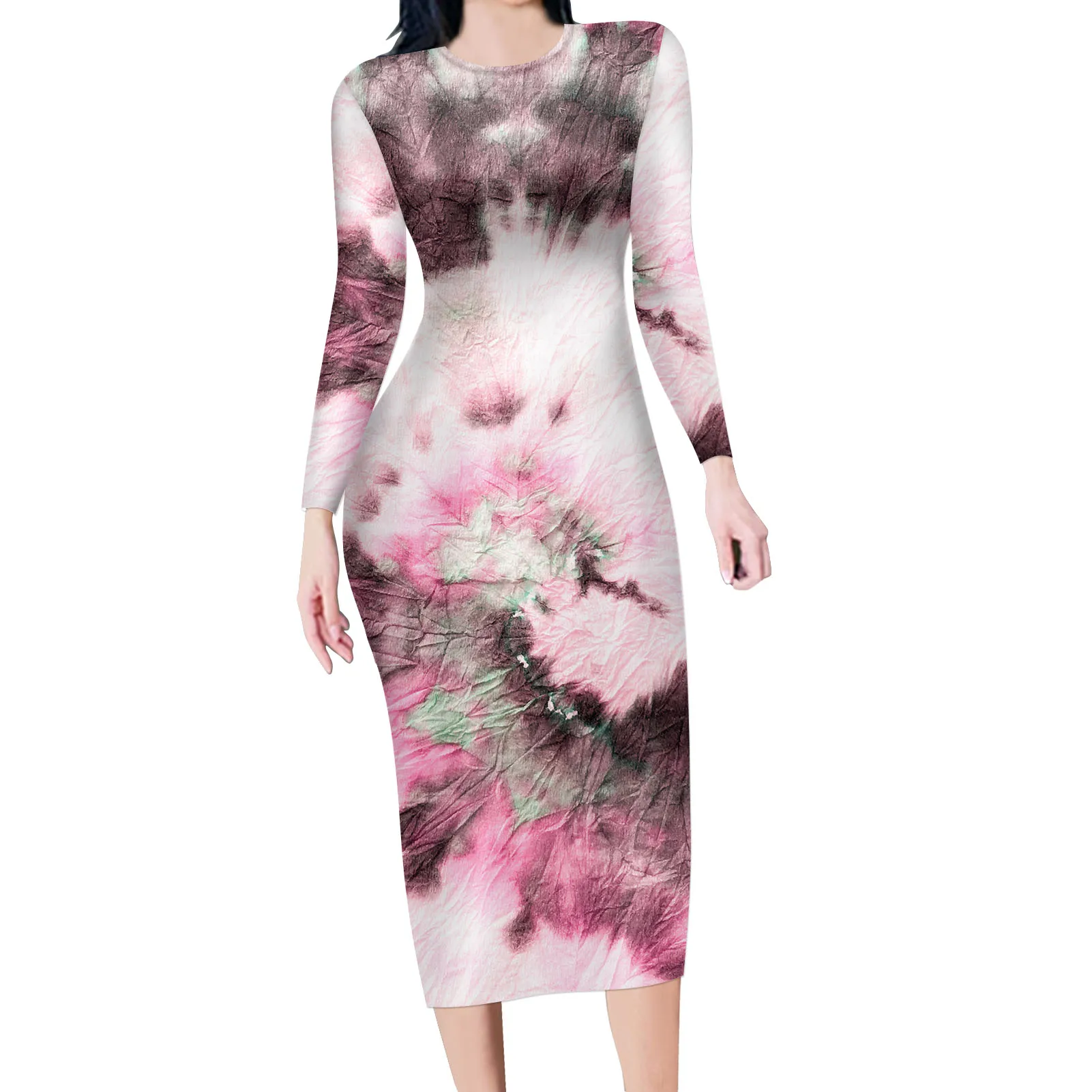 

Maxi Elegant Women Dresses Colorful Art Tie Dye Print 2021 Women Clothing Dress Luxury Women Club Dresses Elegant Wholesale