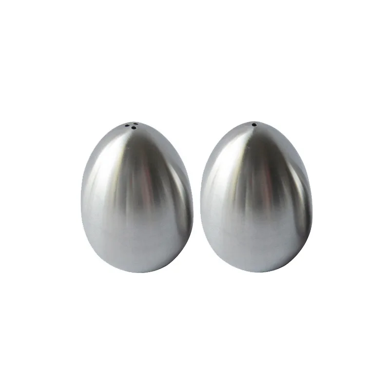 

Kitchen Supplies Stainless Steel Egg-shaped Pepper Pots Seasoning Jars farmhouse salt and pepper shakers set, Silver