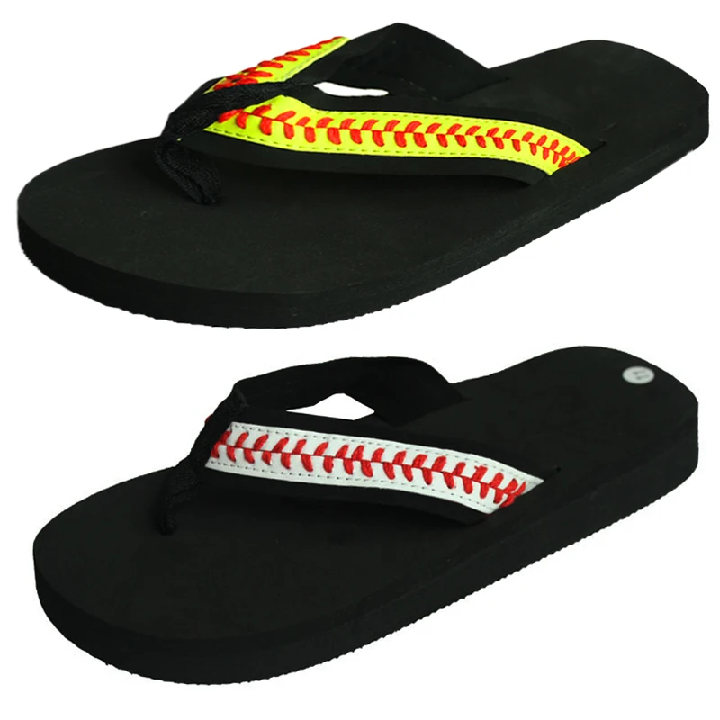 

Soul Leather Stitch Baseball Flip Flops Sandals Slippers Womens