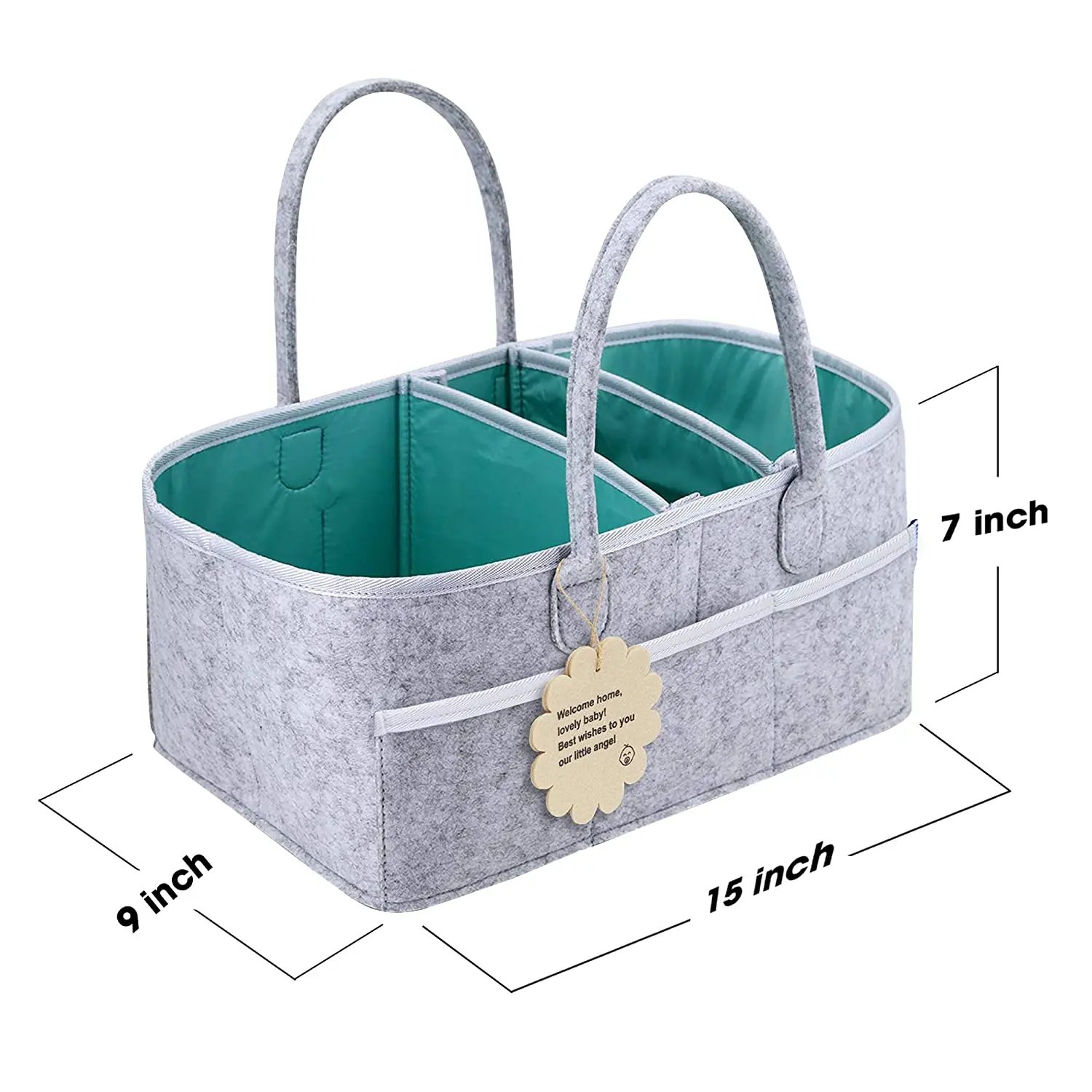 

Baby Diaper Caddy Organizer with Waterproof Liner Easy to Clean Perfect for Changing Table and Nappy Bag, Grey or custom