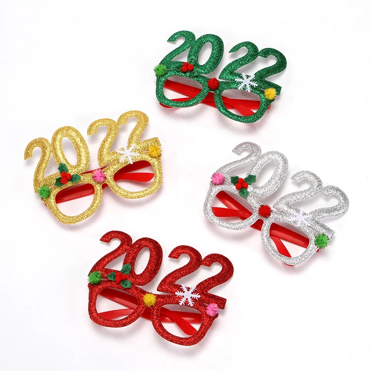 

4pc 2022 Shaped Creative Funny Eyewear for Xmas Holiday Christmas Glasses Christmas Eyeglasses Christmas Decoration Supplies, Picture shows