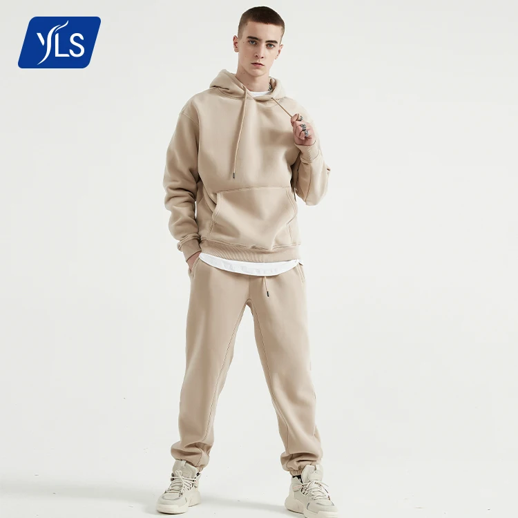 

YLS Wholesale Bulk Mens Running Wear Custom Blank Fleece Jogger Sweatsuits Sets Hoodie Sweatshirt 2 Pieces Set Tracksuit