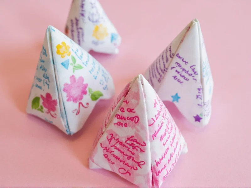Colorful origami fortune teller with handwritten messages for Mother's Day