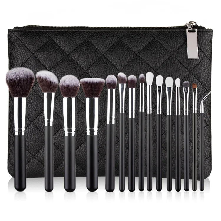 Custom Private Label Wooden Black Handle Makeup Brush Set