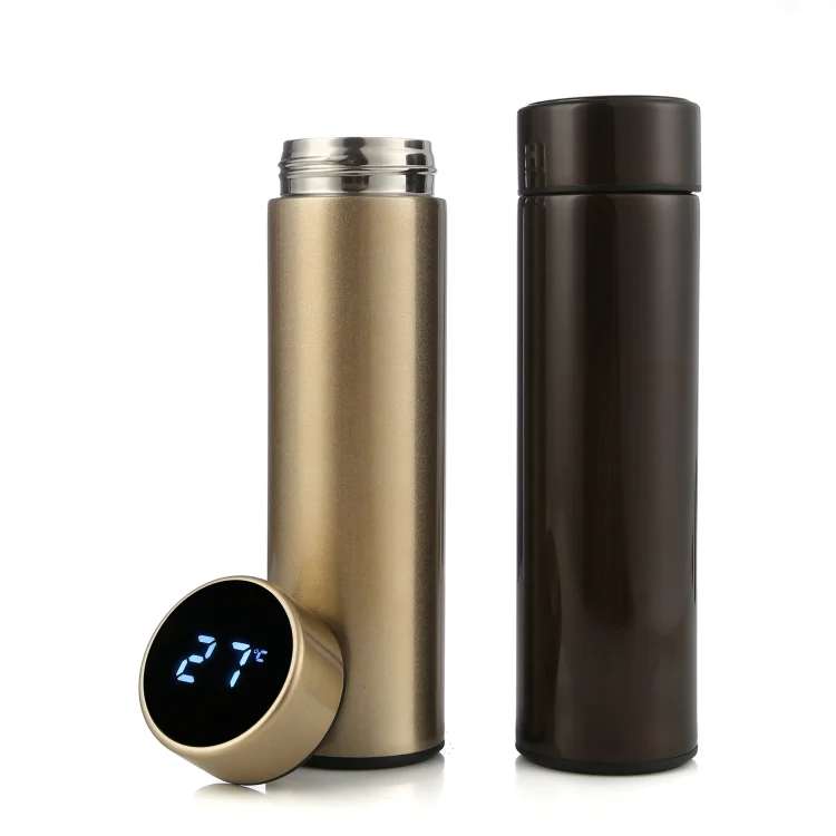 Vacuum August led touch screen thermos smart vacuum bottle temperature stainless steel cup, temperature display thermos bottle