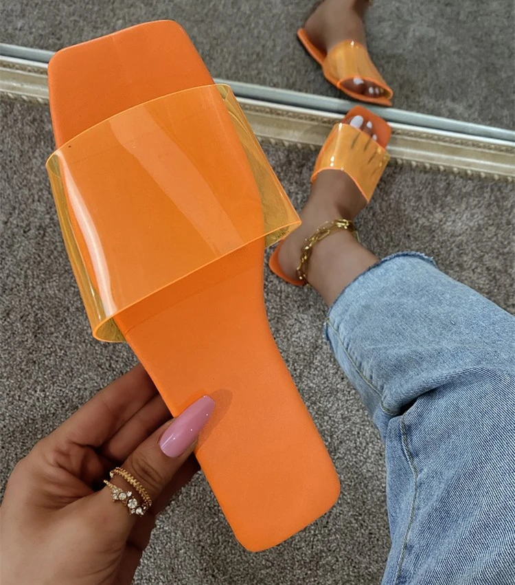 

Cheap Wholesale 2021 Fashion Ladies Slides Shoes Jelly Sandals Women Summer Flat Slippers, As pictures or customized color