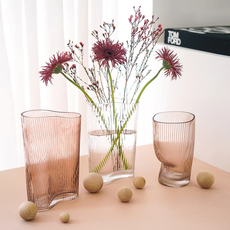 

Creative Style Hydroponic Flower Arrangement Home Office Decoration geometrical Glass Vase, Pink/customizable