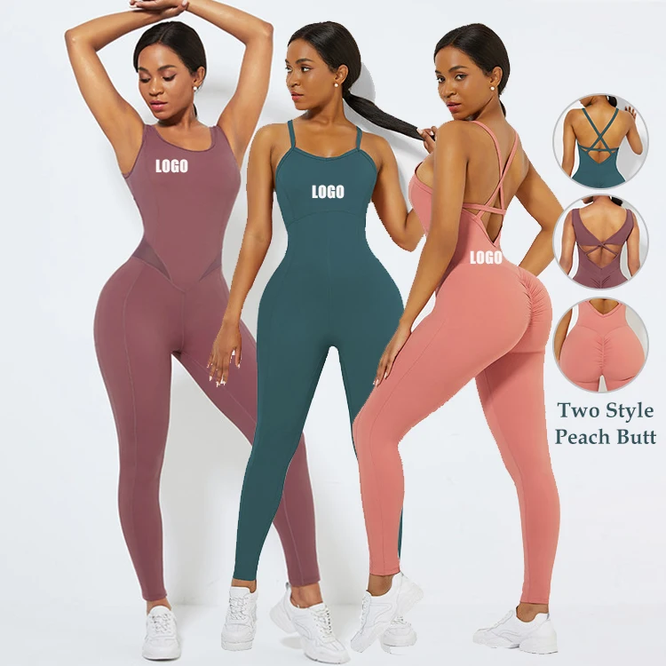 

Hot Sale Sexy Butt Lifter Fitness Set Women Bodycon Jumpsuit Workout Clothing, As picture;can be change