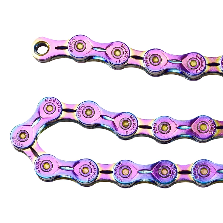 

Sumc Mountain/Road/ Folding 116 Links Bicycle Chain 9 Speed Rainbow bike Chain With Missinglink