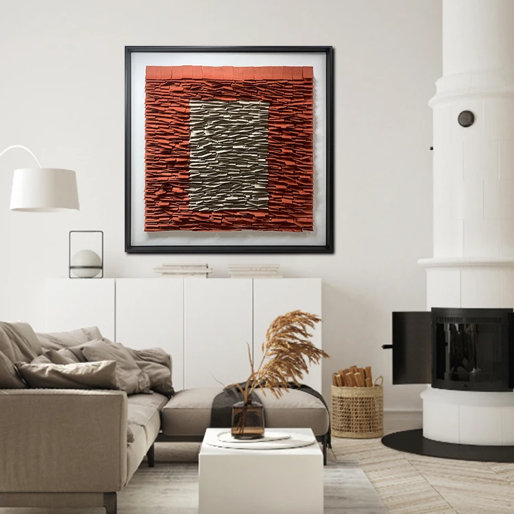 

Framed Living Room Decor Art Paper Handmade Decorative Geometric 3D Modern Paintings Home Decor