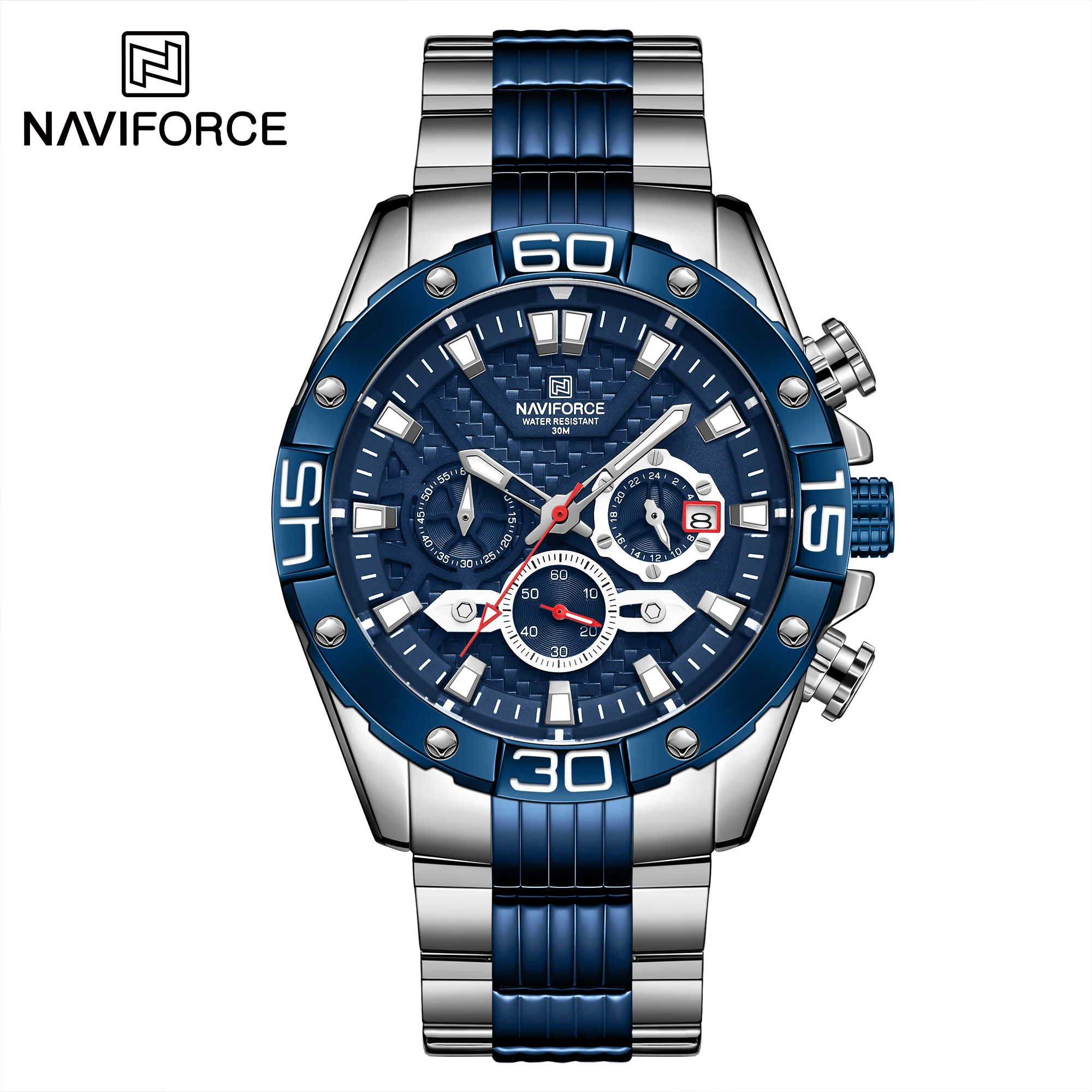 

NAVIFORCE NF8019 high quality made in china men hour stylish Stainless steel band waterproof watch character Casual wrist watch