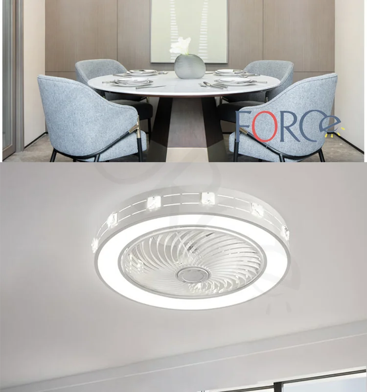 Modern Decorative Energy Efficient Mounted ABS metal for big space Fan Light ceiling fan