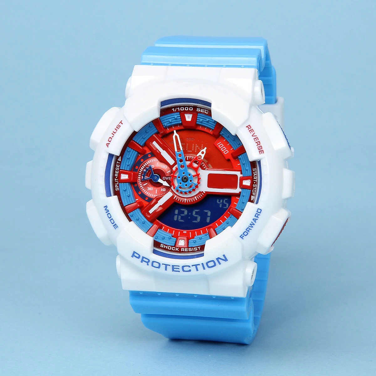 

In stock custom shock sport waterproof quartz colorful resin silicone rubber starp electronic digital watches