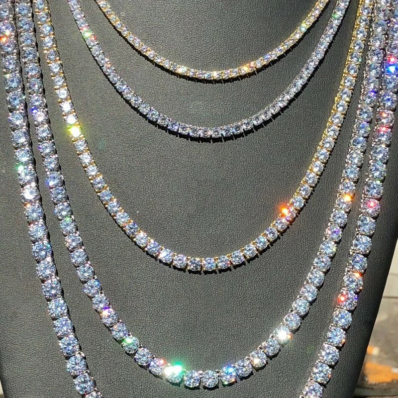 

Hot Sales Bling 3MM 4MM Cubic Zircon Stainless Steel Custom Gold Plated Necklace