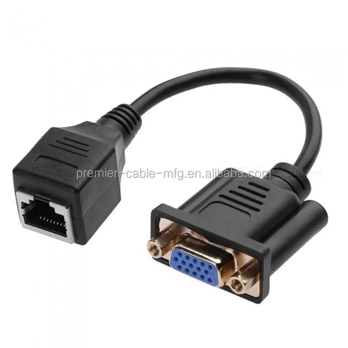 Computer Cables Extender VGA RGB HDB 15pin Female to LAN CAT5 CAT6 RJ45 Network Cable Female Adapter Cable Length: Other 