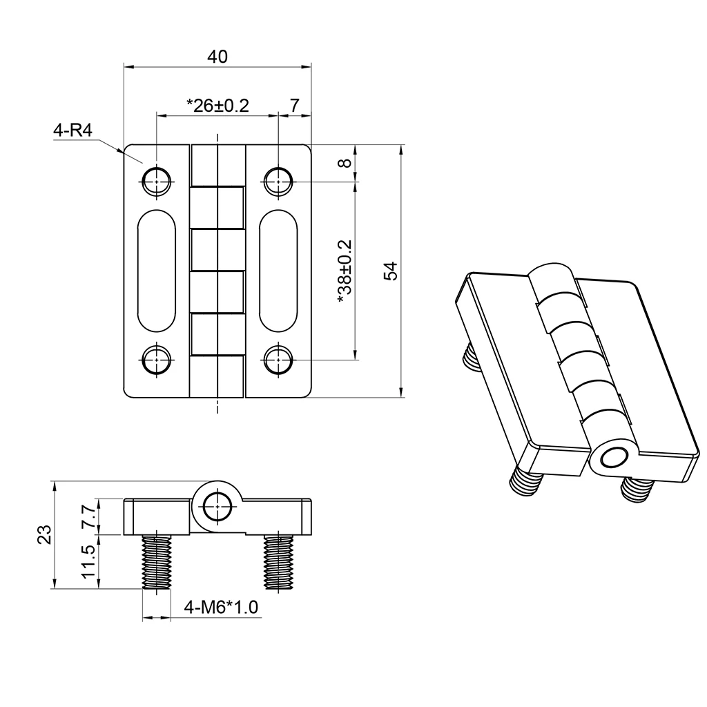 4 Butt Door Hinge 38 x 38mm Stainless Steel Foldable Horsebox Yacht Boat Marine
