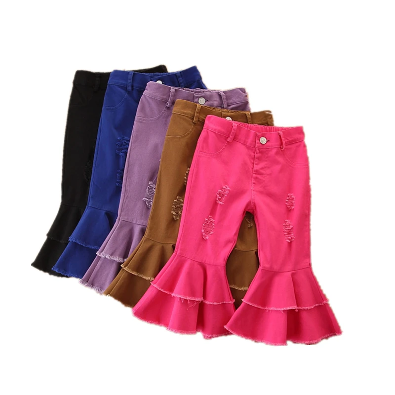 

RTS New Solid Colour Baby Girls Bell Bottom Pants Boutique Kids Clothing