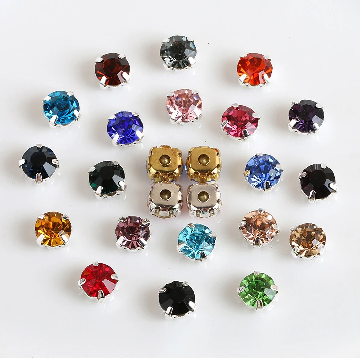

Claw Setting Glass Chaton Beads 3mm-10mmm Sew on Crystal Rhinestones Hole Gold Silver Sew on Rhinestones for Clothing