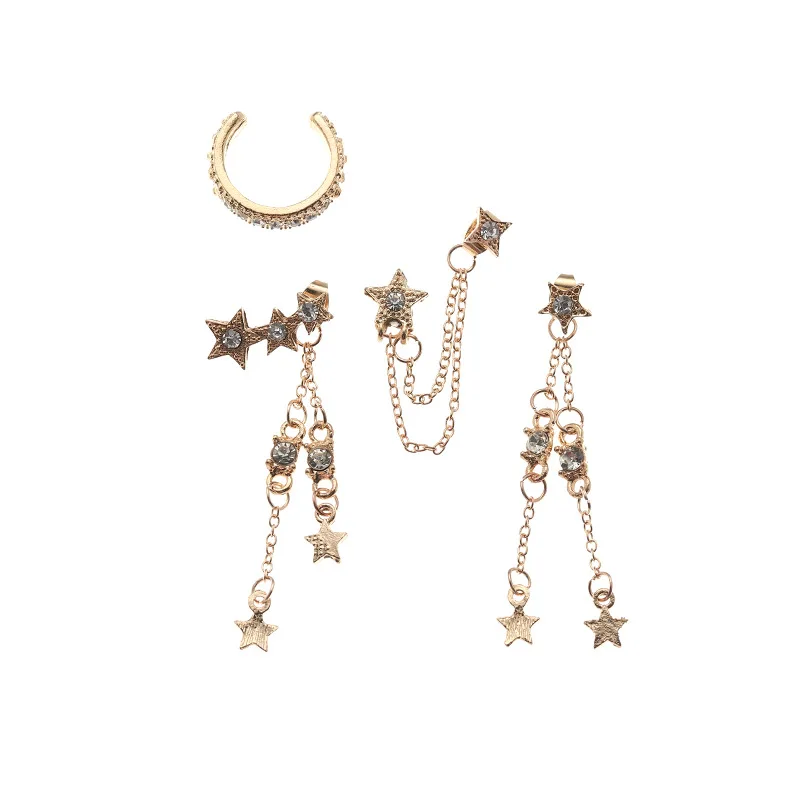 

Trendy Jewelry crystal Acrylic Drop Earrings Gold plated Rattan Dangle Mixed Earring Set For Women Girl