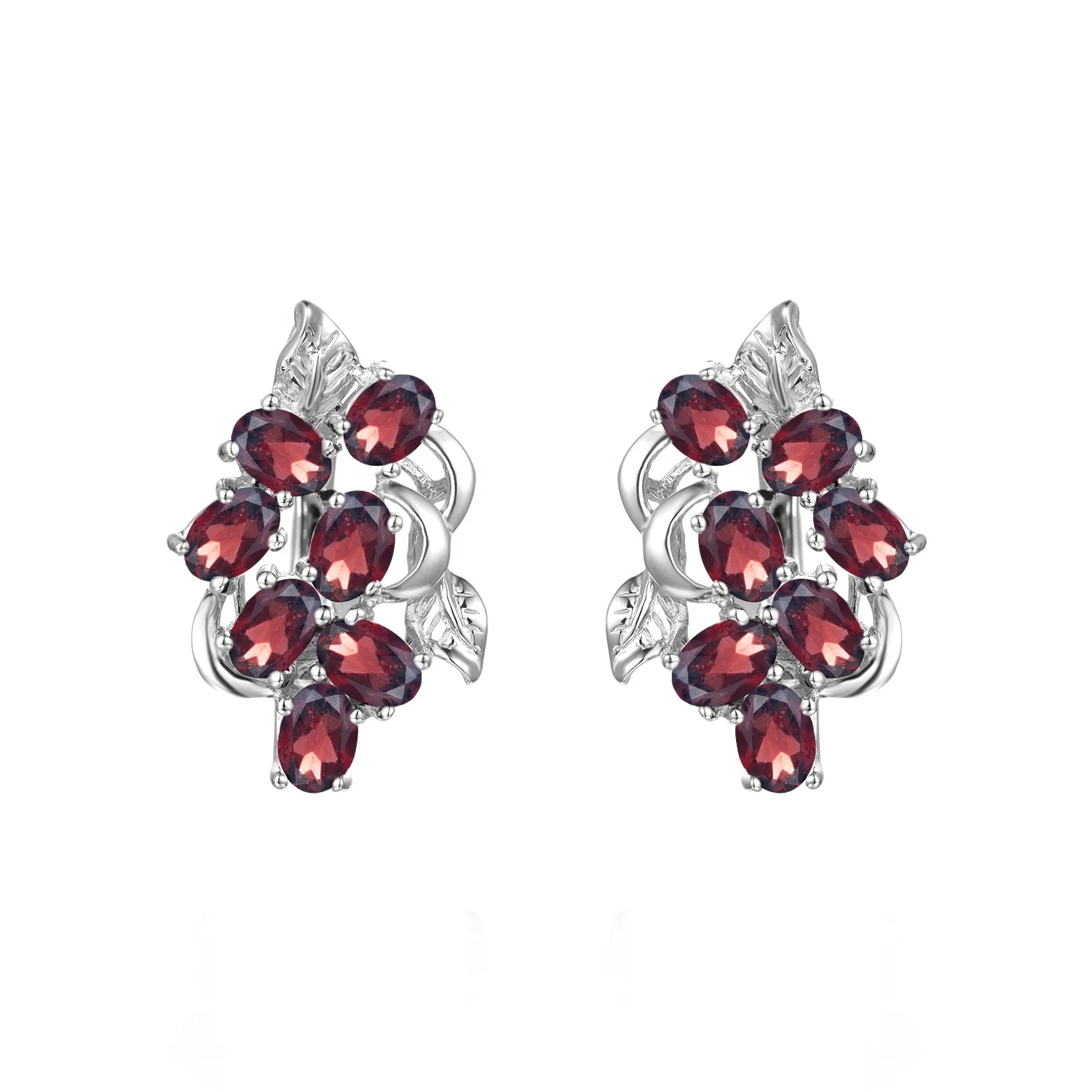 

Abiding Custom English Lock Flower Natural Garnet Stone Handmade Sterling Silver Korean Earrings Leaf Earring for Women