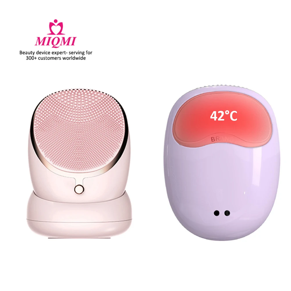 

MIQMI itembeauty skin clean mini facebrush electric heated silicone sonic face cepillo facial cleansing cleaner brush cleanser, Purple/pink/blue/green