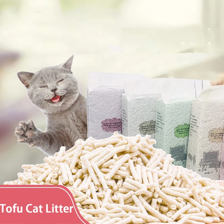 

Wholesale Tofu Cat Litter 1.2mm Sand 2.4kg Natural Cat Supplies Cat Litter Can Flush Into the Toilet, As picture