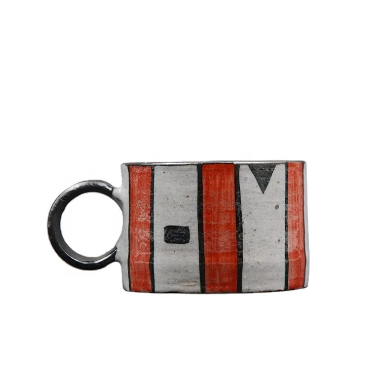 

2020 new design handmade 3oz Pottery espresso cup, White+blue and white