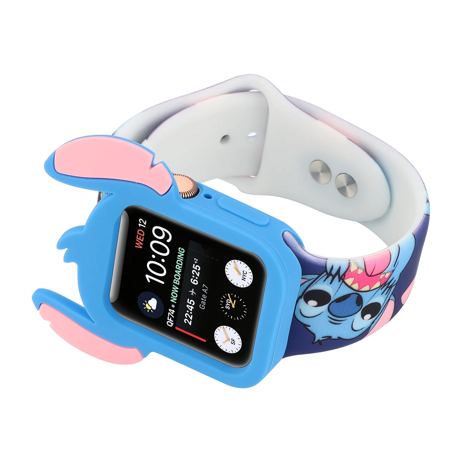 

Free Shipping Cartoon Stitch Gel Case + Band for Apple Watch Bracelet Watchband for iWatch, Colorful