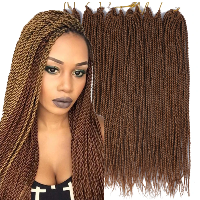 

14"/18"/24" 2s 30Roots Senegalese Twist Hair Crochet Braids Tbug Ombre hair colors T27/613 Synthetic Braiding Hair Extensions, 1b#,2#,4#,27#,30#,bug#,33#,bug