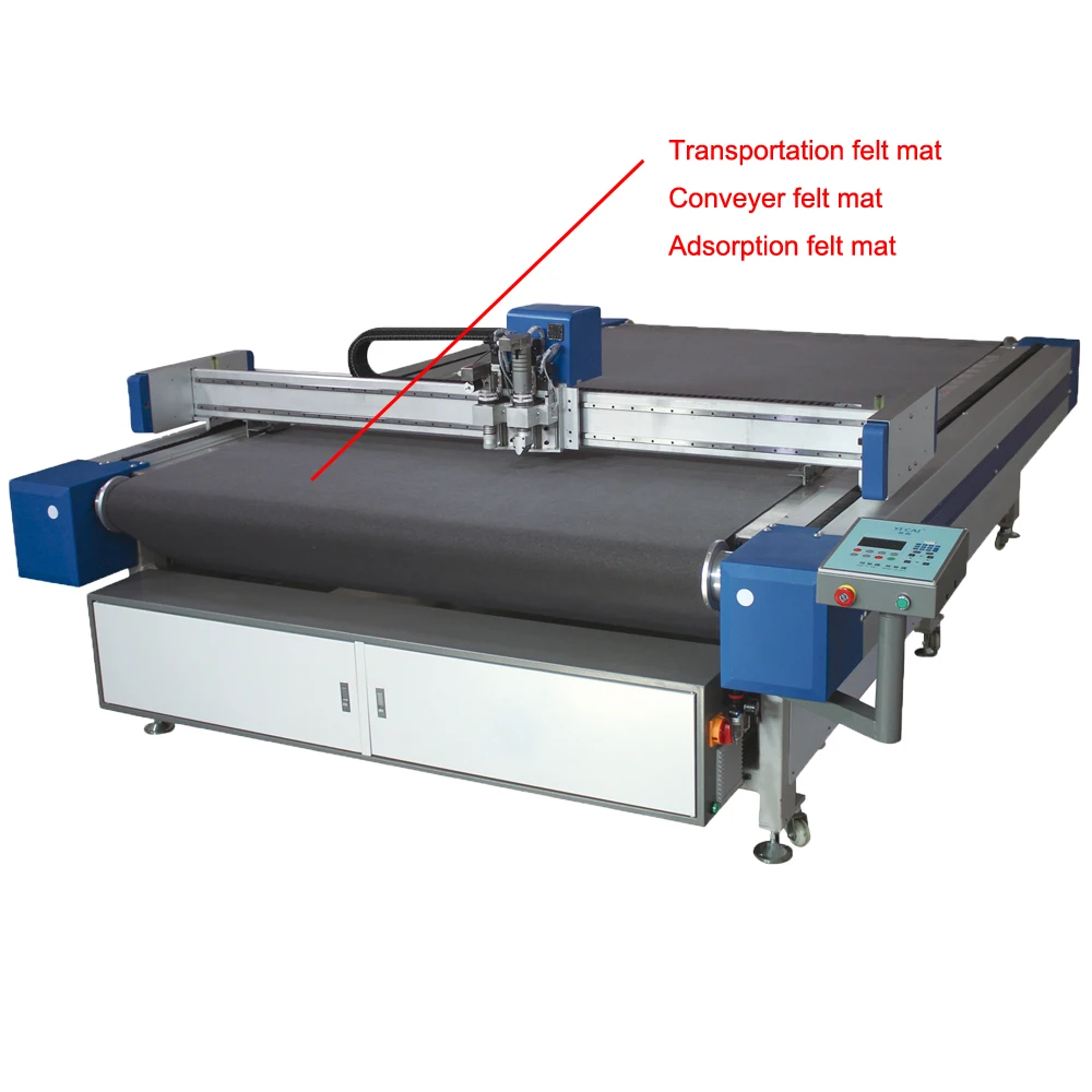 Cnc สั่นมีดตัดการขนส่ง Felt Mat สายพานลำเลียง Felt Mat การดูดซับ Felt