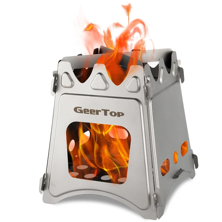 

GeerTop Portable Wood Burning Stainless Steel Camping Stove for Outdoor Survival Cooking