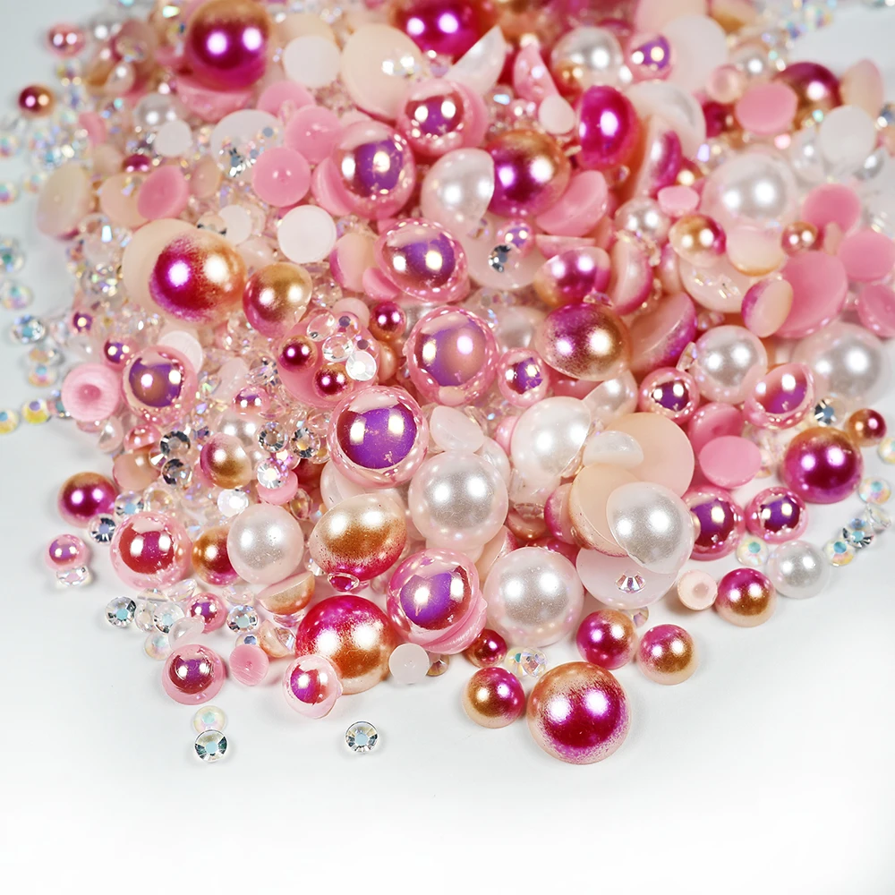 

Yantuo Big package Crystal Stones Jelly AB Strass Pink Half Round Pear Resin Rhinestone For Nail