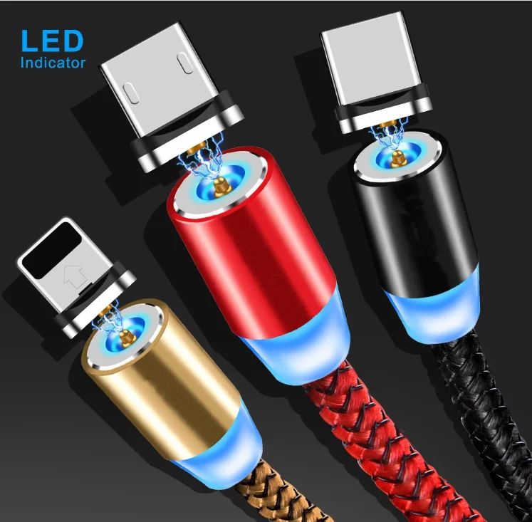 

30 Pecent off Fish Net Nylon Braided 3 in 1usb magnetic braided usb data magnetic charging cable, Black, red, sliver