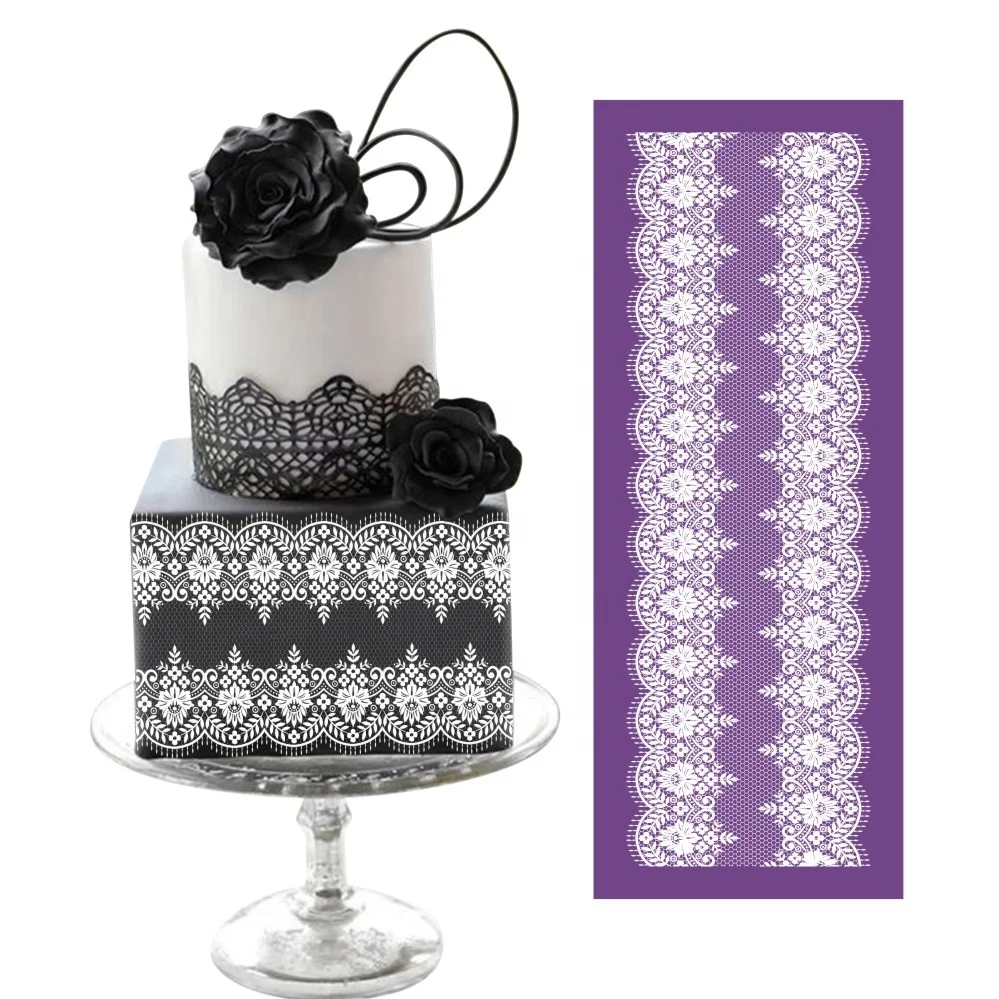 

AK Cake Lace Stencil Royal Icing Mesh Stencils Fondant Decoration Soft Icing Pastry Tools for Bakery Purple MST-03